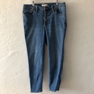 Madewell Button Front 9" Mid-Rise Skinny Crop Jeans Size 32